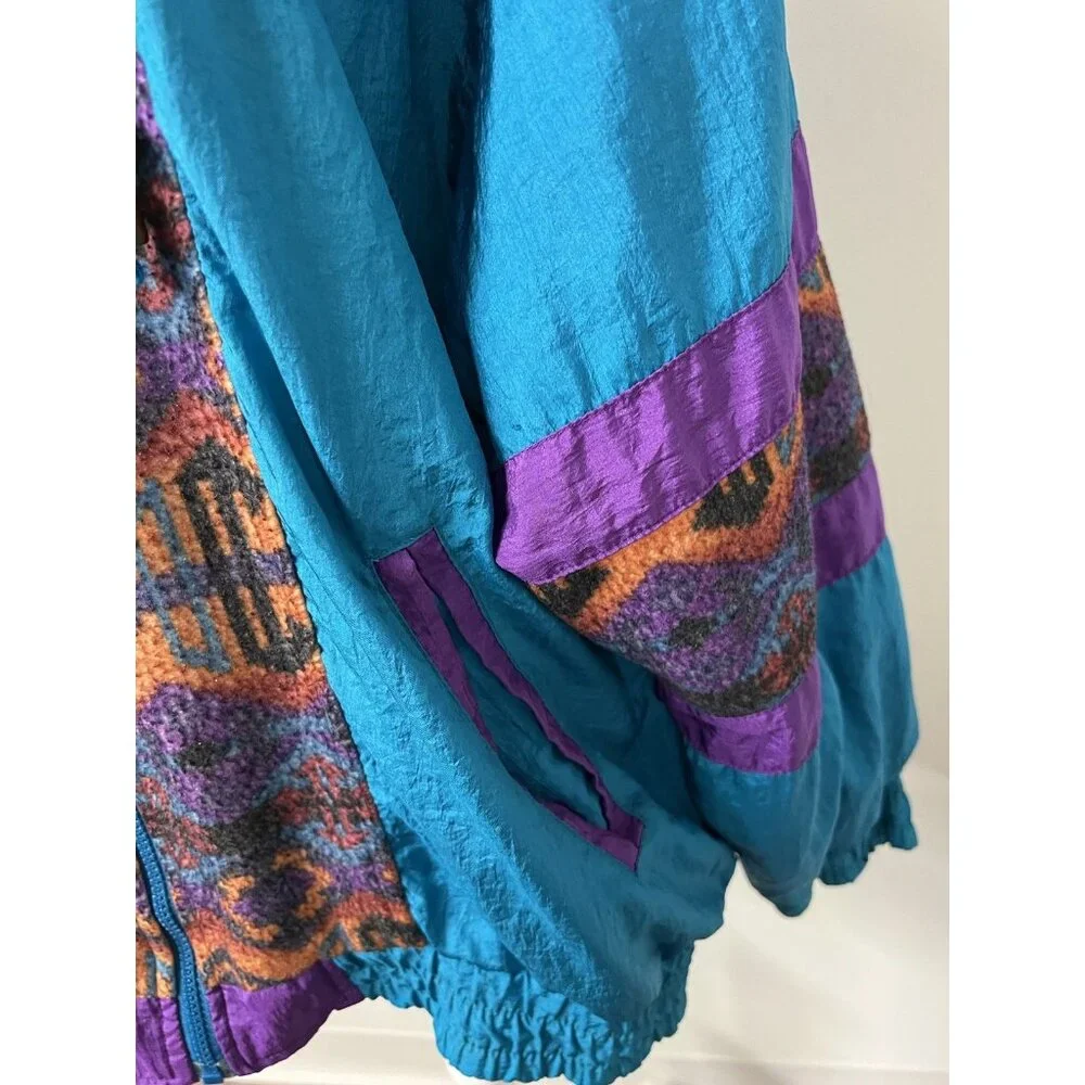 Vtg 80s 90s Women’s Med (lg) Purple Aztec Westport Jacket Colorful Windbreaker - Picture 4 of 13